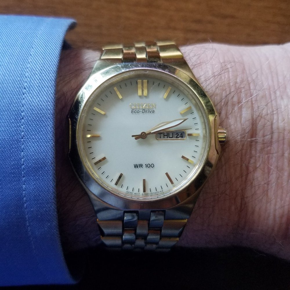 Men's Citizen Eco-Drive Watch - Gold/Cream (READ)